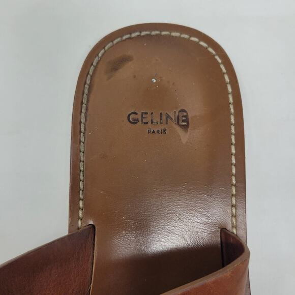 CELINE Lerins Sandals IT41 US11 Brown Leather Thong Knot Flats Slides Slip On - Picture 11 of 13